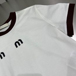 Designer T Shirt Summer Short Sleeve Crop Top Tee Women Tshirt Contrast Color Printed Slim Fit Tops 6573