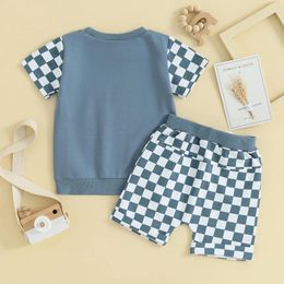 Clothing Sets Toddler Baby Boy Clothes Short Sleeve Checkerboard Letter Print Tops Shorts Set Born Summer Outfits