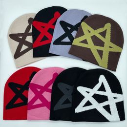 Skull Caps Knitted Pullover Wool Hat Star Astral Symbol Pattern Warm Hat Hip-hop Beanie Street Punk Winter Knitted Cap Unisex