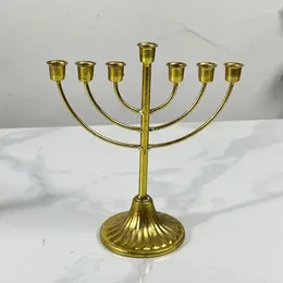 Candle Holders Hanukkah Candlestick Vintage Iron Art Holder Menorah 7 Branch Candelabra For Jewish Festivals Decoration Gift