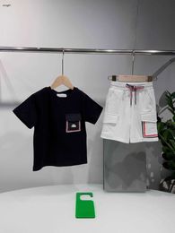 Brand baby Tracksuit summer kids T-shirt set Size 100-160 designer Striped pocket decoration boys Short sleeved and shorts Jan10