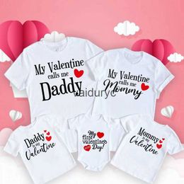 Family Matching Outfits My First Valentine Family Matng Clothes Mother Father Kid T Shirt Tops Baby Bodysuit Family Valentine's Day Outfits T-shirt H240508