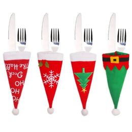 Year 2024 Christmas Gift Tableware Fork Knife Holder Bag Navidad 2022 Noel Decorations For Home Dinner Table Decor Drop Delivery Dhnlf