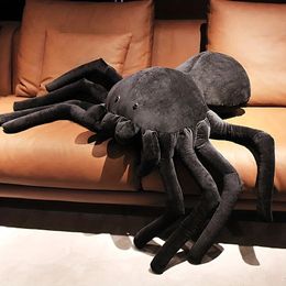 Giant Black Spider Throw Super Soft Stuffed Animal Vintage Holloween Realistic Stuffed Animals Spider Room Decor 240115