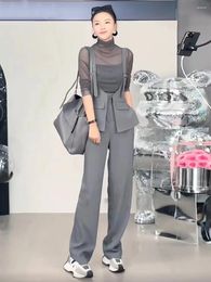Women's Two Piece Pants Women's Stitching Two-piece Suit Strap Jumpsuits 2024 Summer Casual Loose Long Skirt Elegant Temperament Fashion