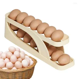 Bottles Automatic Rolling Egg Holder Two Tier Space-Saving Dispenser Tray For Fridge Storage Box Kitchen Tool And Gadget