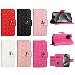 Chequered Diamond PU Leather Wallet Cases For Iphone 15 Plus 14 Pro Max 13 12 11 8 7 6 SE2 Multi-functional Credit ID Card Slot Pocket Holder Stand Girls Phone Pouch Strap