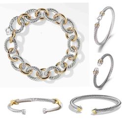 Other Bracelets Dy Twisted Bracelet Classic Luxury Designer for Women Fashion Jewelry Gold Silver Pearl Cross Diamond Hip Hot Party Wedding Gift Wholesale
