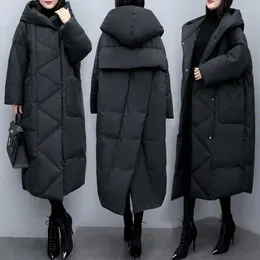 Women's Trench Coats Long Thick Parkas Zipper Hooded Spliced Jackets Women Maxi Warm Loose Pockets Autumn Winter Y2k Korean Coat Parka