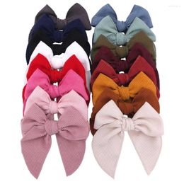 Hair Accessories 32 Pcs/lot 5" Corduroy Faric Bow Clips Kids Girls Solid Colour Fable Hairpins Baby