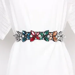 Belts Women's Runway Fashion Rhinestone Beaded Elastic Cummerbunds Female Dress Corsets Waistband Decoration Wide Belt R2970