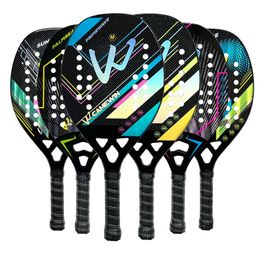Professional 3K Carbon Fibre Beach Tennis Racket Men Women High Quality Rough Surface Racquet with Bag Cover 240116