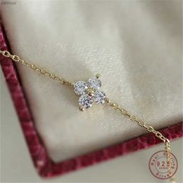 Chain 925 Sterling Silver Plated 14k Gold Bracelet Korean Design Temperament Zircon Flower Bracelet for Women Jewelry Accessories