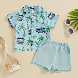 Clothing Sets Toddler Baby Boy Summer Clothes Coconut Print Short Sleeve Button Down Shirt And Shorts Set Beach Two Piece Outfits