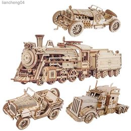 3D Puzzles Train Model 3D Wooden Puzzle Toy Assembly Locomotive Model Building Kits for Children Kids Birthday Gift Wooden Building Toys