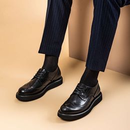 Real Mens Dress Brogues Genuine Leather Handmade Quality British Style Designer Wedding Social Shoes Man