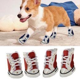 Dog Apparel 4Pcs/Set Small Puppy Boots Pet Shoes Cotton Mesh Outdoor Non-Slip Wear-Resistant Warm