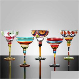 Hip Flasks 270Ml Creative Margarita Wine Glasses Handmade Colorf Cocktail Glass Goblet Cup Lead- Home Bar Wedding Party Drinkware D Dh29I