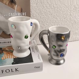 Beihan Mei INS style gemstone mug coffee cup, light luxury, high-end ceramic cup, high beauty couple water cup