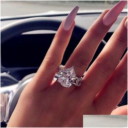 Wedding Rings Alloy Size 5-10 Top Sell Wedding Luxury Jewlry Sier Water Drop Pear Cut White Topaz Big Cz Diamond Gemstones Women Band Dhaic