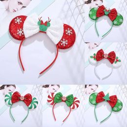 New Banners Streamers Confetti 1pc Christmas Mouse Ears Bow Headband Sparkle Mouse Ears for Women Kids DIY Hair Accessory Headbands for Xmas Birthday Party