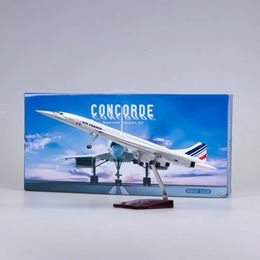 50CM 1/125 Scale Plane Concorde Air France Airline Model Aeroplane Toy Resin Airfrance Aircraft with Landing Gears Lights 240115