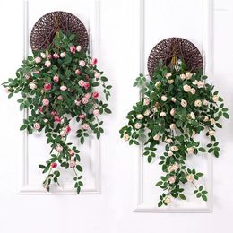 Decorative Flowers Simulated Silk Rose Green Plant Vine Party Wedding Decoration Balcony Landscape Garden Home