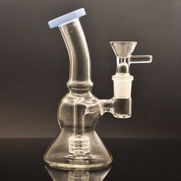 Small Female Glass Bongs Water Pipe Oil Rigs Stereo Matrix Perc Smoking Water Pipe Dab Rig Ashcatcher Bong Hookah with 14.4 Mm Tobaco Bowl Portable for Travel