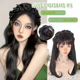 WEILAI Removable Headband Wig Women's Long Hair Synthetic Half Head Cover Natural Traceless Hair Wavy/ Straight240115