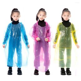 Raincoats 3Pcs Kids Rain Coats Waterproof Disposable Emergency With Drawstring Hood For Outdoor Camping/Recreation/Hiking