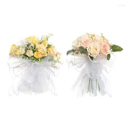 Decorative Flowers Rose Artificial Wedding Bride Arrangement Simulation Silk Flower Window Decoration Fake For