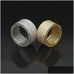 Band Rings Mens Hip Hop Gold Ring Jewellery Fashion Gemstone Simation Diamond Iced Out Rings For Men 1258 B3 Drop Delivery Jewellery Ring Dh6Lv