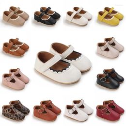 First Walkers Shoes Baby Boy Girl Leather Rubber Sole Anti-slip Toddler Infant Crib Born