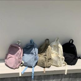 Bags Hylhexyr Women's Backpack Nylon Leisure Student School Bag Versatile Cloth Bags Solid Color Fashion Kids Girls Knapsacks