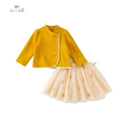 Dave Bella Children's Suit Autumn Girl's Two-Piece Casual Fashion Knit Classy Sweet Lovely Outdoor Party DB3236549 240115