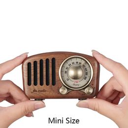 Radio Vintage Stereo Fm Radio Mega Bass Sd Mp3 Player Bluetooth Mini Portable Wood Retro Builtin Battery Speaker Usb Rechargeable Aux