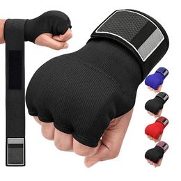 Boxing Hand Wrap Inner Gloves Half Finger Gel Boxing Glove for Muay Thai MMA Kickboxing Martial Arts Punching Speed Bag Training240115