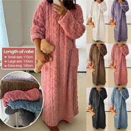 Women's Sleepwear MUYOGRT Winter Women Home Clothes Jacquard Dress Flannel Night Nightgowns Thickened Solid Colour Plus Size Warm