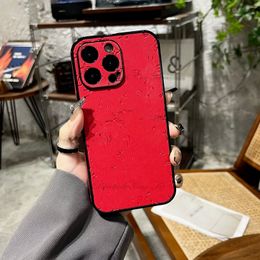 Luxury designer Leather Phone Case for iPhone 15 14 13 Pro Max 11 12 iPhone15 iPhone13 iphone14 iPhone XR X XS 8 7 Plus 6 Women Man Cover fashion L red flower phone shell