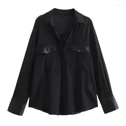 Women's Blouses Shirt Spring Fashion Black Loose Blouse Vintage Autumn Lapel Collar Long Sleeve Office Lady Female Casual Tops Mujer