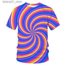 Men's T-Shirts New For 2021 Cool Oversized T-shirt For Men And Women Psychedelic vortex Print 3D T shirt Summer Short Sleeve T Shirts TopsQ240116