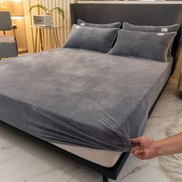 Soft Warm Plush Fitted Sheet With Elastic Band Non Slip Adjustable Mattress Cover Various Sizes Of Protective Covers 240116