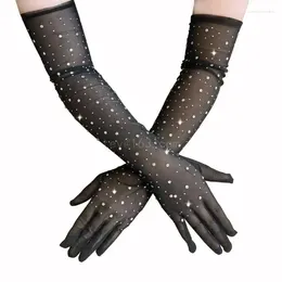 Knee Pads Elegant Sparkling Rhinestone Fishnet Gloves For Women Perfect Weddings Parties And Stage Performances Household Prop