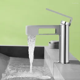 Bathroom Sink Faucets Basin Faucet Brass Single Lever Mixer Tap Grey Wash Lavotory