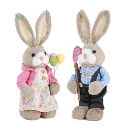 Easter Bunny Ornament Outdoor Shooting 2pcs Home Decoration Party Supplies Window Wedding Props 35cm Pastoral Fabric Decorative 240116
