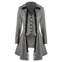 Women's Jackets Vintage Women Gothic Coats Jacket Single Breasted Button Lace Edge Retro Long Blazer Victorian Costume Coat Clothing