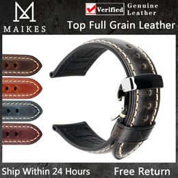 Components Italian Full Grain Leather Watch Band Men's Vintage Watch Strap with Butterfly Smart Watchband for Panerai