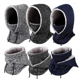 Berets Warm Fleece Lining Drawstring Neck Gaiter Windproof Hat Balaclava WinterMen Cycling Hiking Running Outdoors