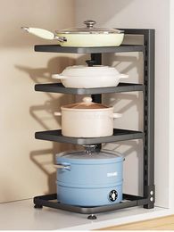 Hooks Kitchen Organiser Rack Under Sink Cabinet Pot Holder Multi-layer Household Multifunctional Storage Bowl Shelf