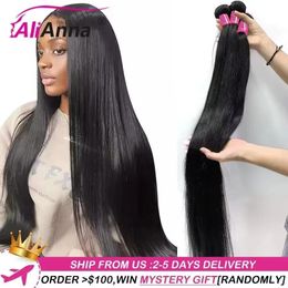 10A 36 38 40 Inch Human Hair Bundles Brazilian Hair Weave Bundles Straight Human Hair Bundles 30 Inch Bundles Hair 240115